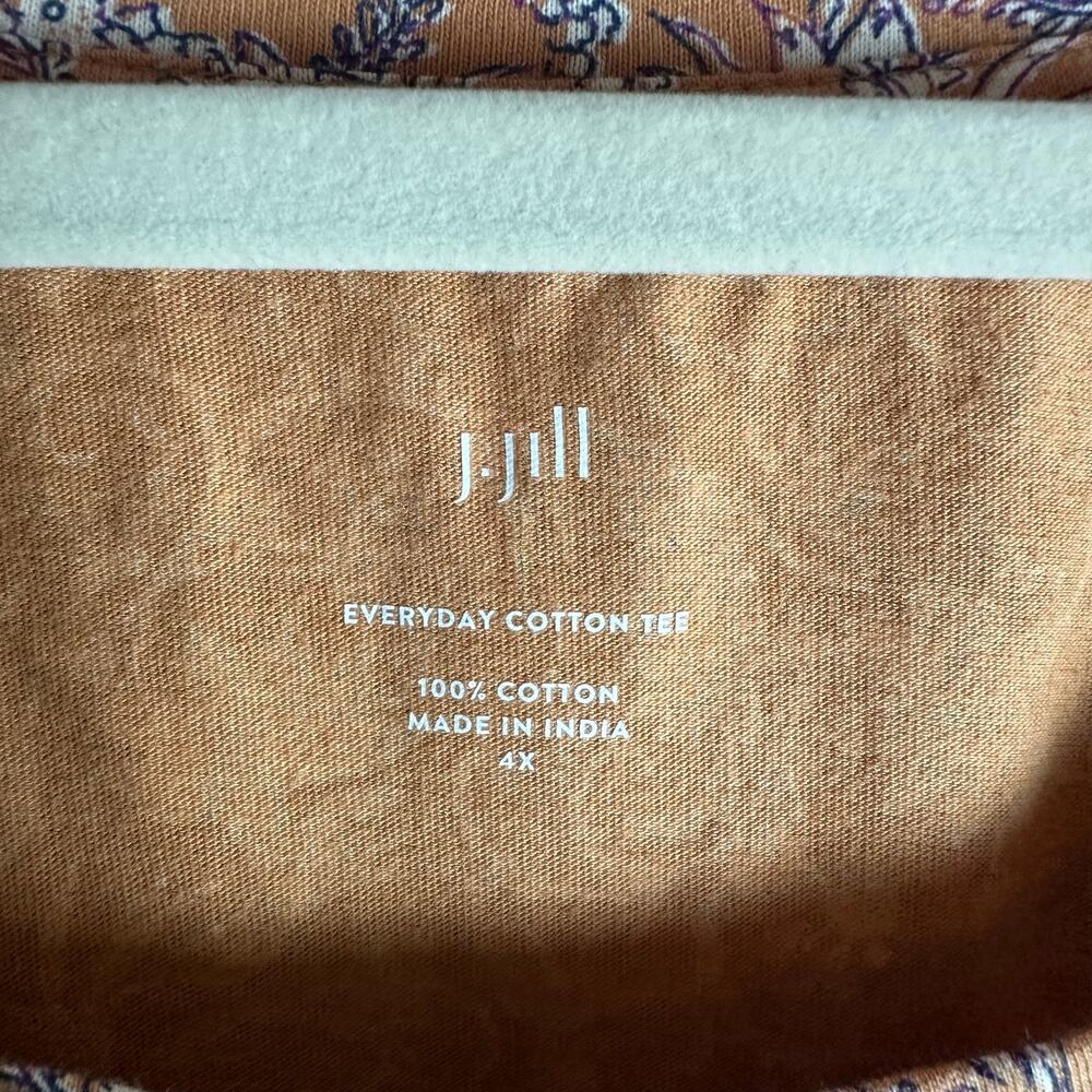 J Jill Womens everyday TShirt floral cuff sleeve round collar plus size ￼ - Picture 4 of 7